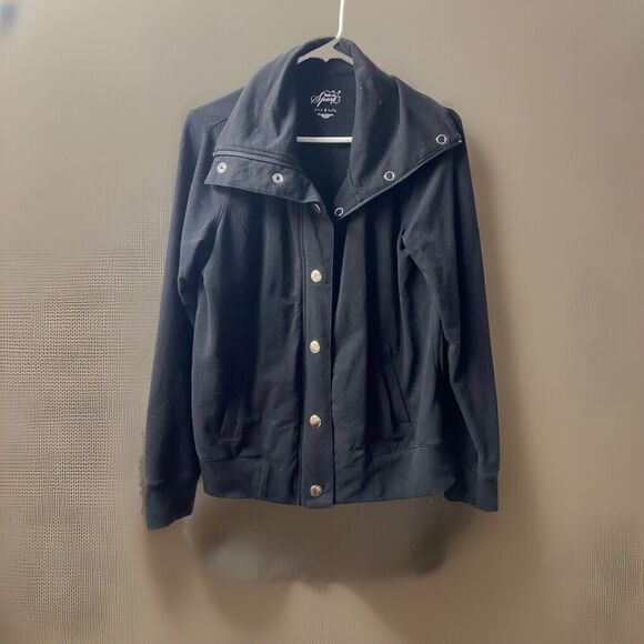 Style and Company Jacket Womens Small Black Jersey Full Zip Snap Front Casual - Picture 1 of 7
